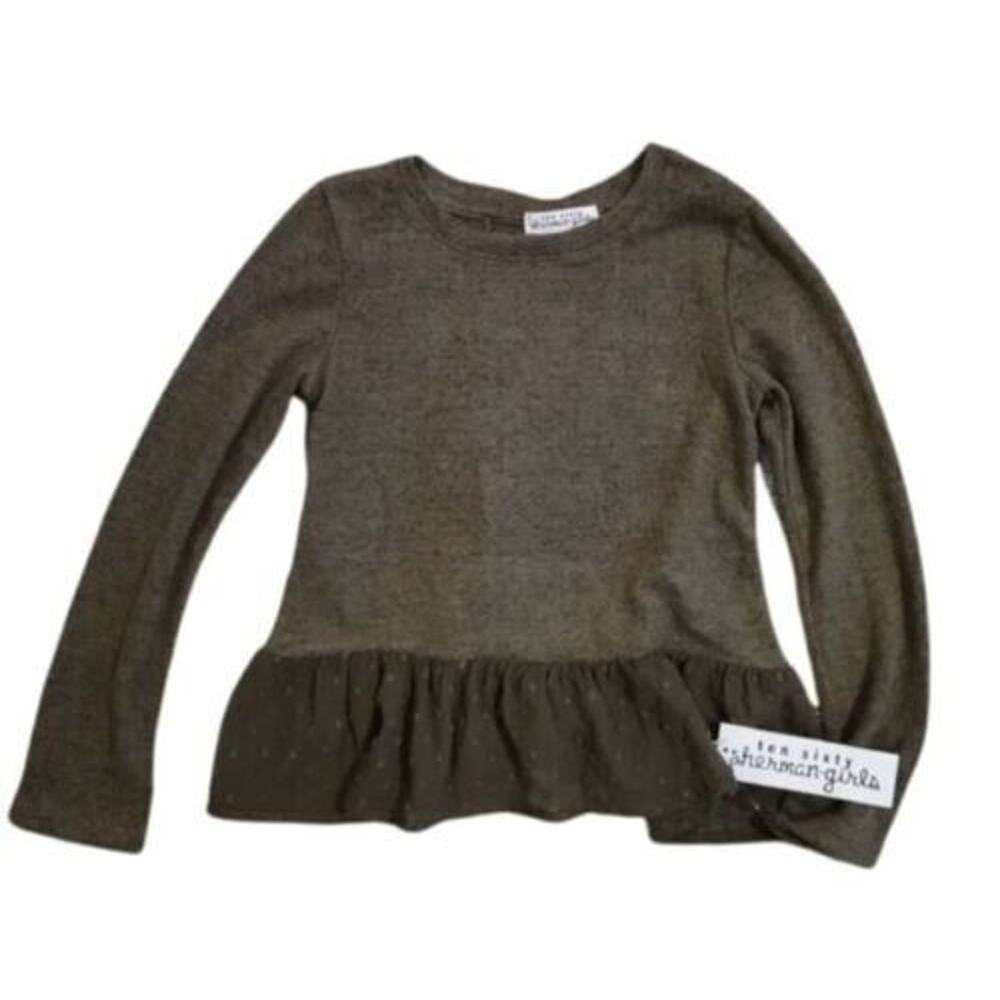Ten‎ Sixty Sherman girls Toddlers Ruffle Back & Hem Long Sleeve In Olive 2T $17